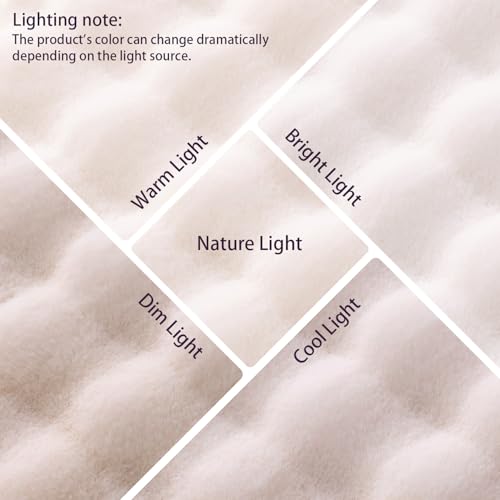 Creamy White Rabbit Plush Rug 8'x10', Fluffy Faux Fur Shaggy Area Rug for Nursery, Kids Room Decor, Soft Fuzzy Carpet for Living Room, Bedroom, Teen Girls Room