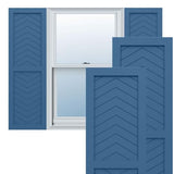 18"W x 47"H True Fit PVC Two Panel Chevron Modern Style Fixed Mount Shutters, Sojourn Blue (Per Pair - Hardware Not Included)