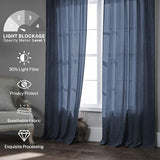 Navy Blue Polyester Curtains 96 Inches Long 2 Panel Set Midnight Blue Light Filtering Privacy Semi Sheer Curtain Panels Modern Farmhouse Window Drapes for Living Room Bedroom Indigo, 8FT