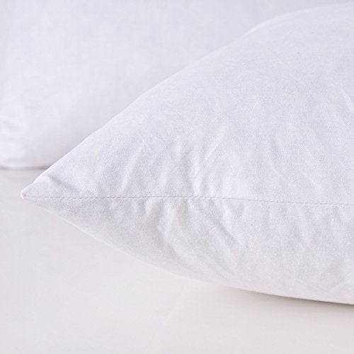 Throw Pillow Inserts, Set of 2 Down Feather Pillows Inserts Bed and Couch Pillows Cotton Cover, 24x24 Inches