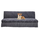 Armless Sofa Bed Cover with Skirt, Futon Slipcovers No Arms, Armless Futon Cover Stretch Sofa Bed Slipcover Protector for Kids Pets (Dark Gray,Large)