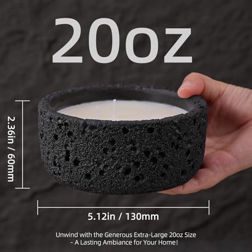 Viyffo 20oz Large Decorative Candle – Lavender & Sandalwood, 3 Wick Scented Candles for Women & Men, Matte Black Ceramic Jar Perfect Calming Home Fragrance, Elegant Halloween Décor & Premium Gift
