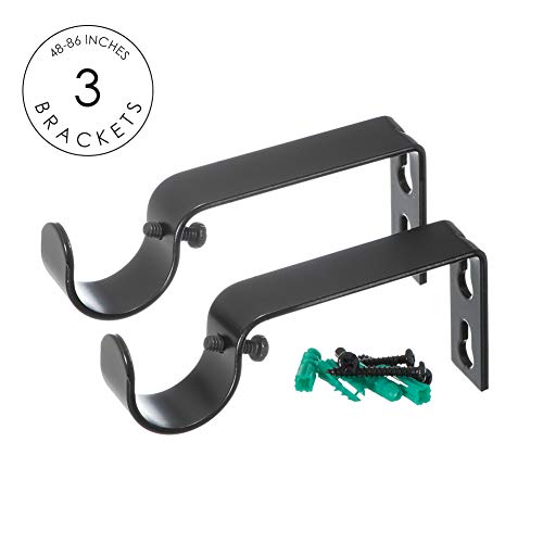 Ivilon Drapery Treatment Window Curtain Rod - Square Design 1 1/8 Rod. 48 to 86 Inch. Black