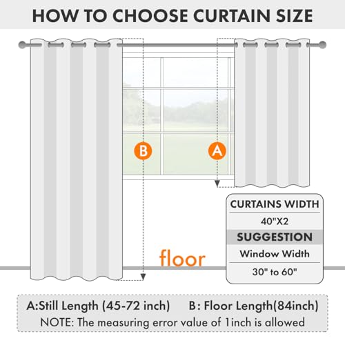 Stone Blue Blackout Curtains for Bedroom Living Room 63 Inch Long 2 Panels, Solid Thermal Insulated Grommet Drapes, Room Darkening Sunlight Blocking Window Treatments, W40 x L63 Inch