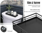 Bathroom Tray for Counter, Oak Wood 11" L Small Vanity Tray for Dresser Tops Perfume Jewelry Makeup Candle Soap Sponge Holder for Kitchen Countertop Organizer Coffee Table Decor Bar Black
