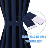 NICETOWN Blackout French Door Curtain - Thermal Insulated Side Door Window Curtain Panel Drape for Front Entry Way/Kitchen/Dining Room/Bathroom, Navy, 1 Panel, 25W by 72L inches