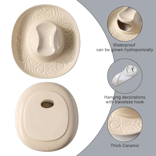 Hanging Wall planters for Indoor Plants, Ceramic Cowboy Wall vases for Flowers, for Bathroom, Living Room, Office, and Home Decor.7.9 x 7.2 x 2.4IN