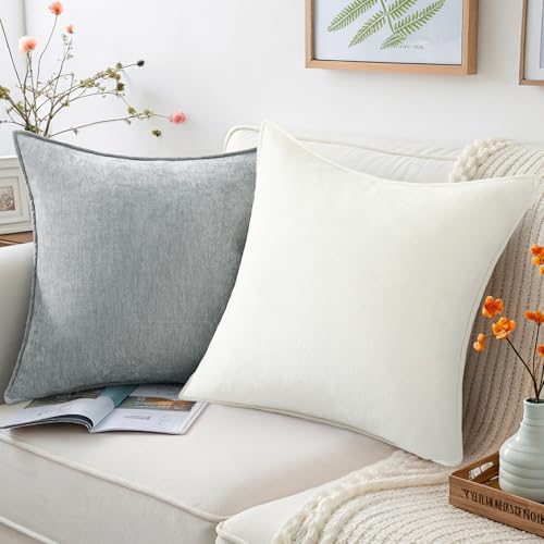 decorUhome Chenille Ultimate Gray Throw Pillow Covers 12x20 Set of 2