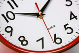 Bernhard Products Red Wall Clock 8" Retro Kitchen Silent Non-Ticking Quality Quartz Battery Operated Round Clock for Office Classroom Bedroom Bathroom Easy to Read