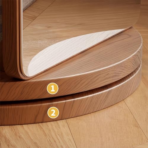 Floor Home Bedroom Rotating Dressing Mirror and Hat Rack Integrated Wooden Full-Length Mirror