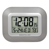 Westclox Large Digital Wall Clock with Date, Day & Temperature – Battery Operated Digital Clock with Alarm & Snooze, 12/24 Hour Display, Stylish Wall or Desk Clock for Home, Office & Bedroom (Gray)