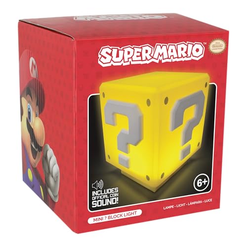 Paladone Super Mario Mini Question Block Light - Officially Licensed Super Mario Bros. Merchandise, Bedroom or Game Room Decor, Retro Gamer Gift, Battery Powered