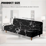 Black Marble Futon Covers Slipcover Full Size Furniture Protector Indoor Armless Sofa Slipcover with Elastic Bottom Soft Home Decor Pet Protection