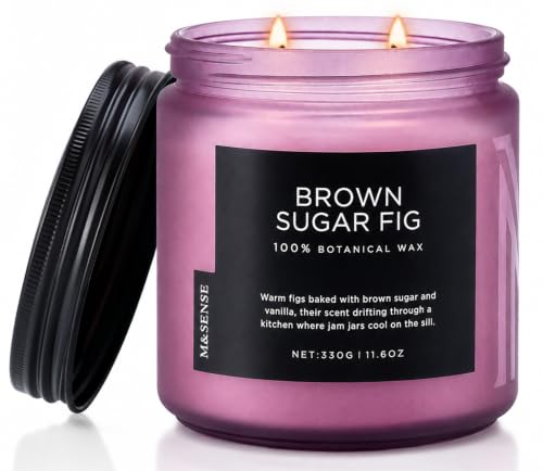 M&SENSE Brown Sugar Fig Scented Candle Relaxing Home Fragrance 11.6oz 70h