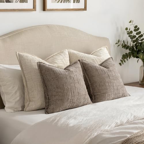 MIULEE Slubby Textured Decorative Throw Pillow Covers Taupe Grey 20x20
