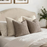 MIULEE Slubby Textured Decorative Euro Pillow Covers Taupe Grey 22x22
