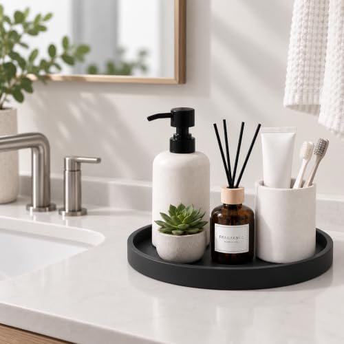 Silicone Bathroom Tray Coffee Table Decor Perfume Organizer, 11" Black