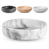 FNTSTICGOODS Marble Decorative Bowl - 7.5" White/Grey Solid Marble Centerpiece - Handmade Stone Fruit Bowl - Catch-All or Key Bowl for Kitchen - Modern Minimalist Decor