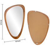 Irregular Wall Mirror Asymmetrical Bathroom Mirror, 19 x 30 Inch Wall Mounted Decorative Mirror with Wooden Frame for Living Room, Vanity, Bedroom, Entryway, Hallway