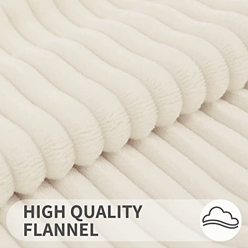 Simmore Decorative Throw Pillow Covers 18x18 Set of 2, Soft Natural Plush Flannel Double-Sided Fluffy Couch Pillow Covers for Sofa Living Room, Cream White