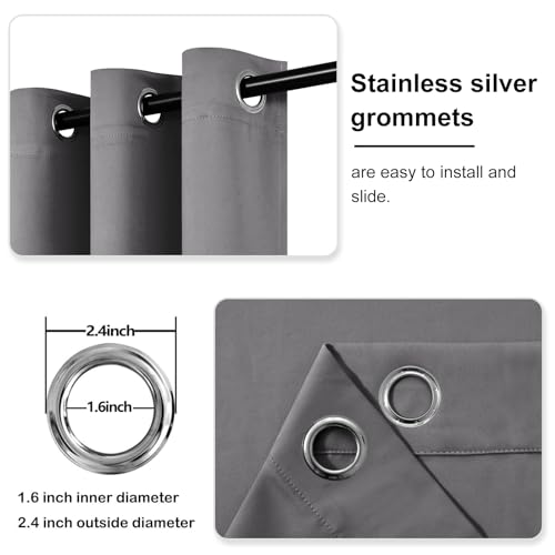 DWCN Blackout Curtains for Bedroom, Grey Curtains 63 Inch Length 2 Panels, Thermal Light Blocking Drapes for Living Room, Solid Grommet Window Treatments, W42 x L63 Inch