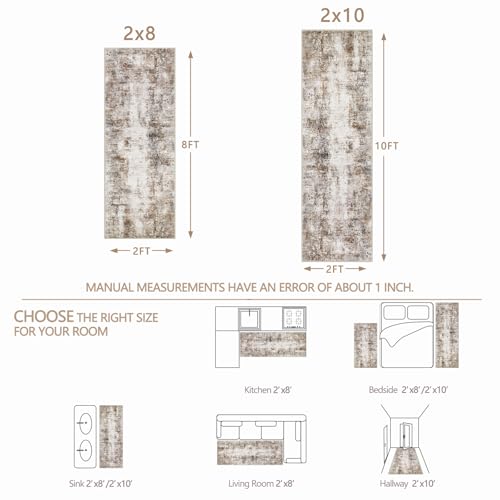 2x10 Washable Runner Rug,Non-Slip Hallway Runner Rug for Kitchen