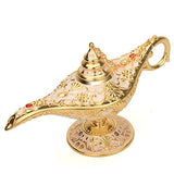 K COOL Classic Aladding Magic Genie Lamp Legend Wishing Light Costume Lamp Metal Carved Cone Incense Burner for Home Tabletop Decoration Party Birthday Halloween Christmas(Beige)
