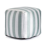 Anji Mountain 100% Handmade & Handcrafted Comfortable Home Décor Outdoor Pouf Ottoman Footrest for Living Room, Bedroom, Nursery, Kidsroom, Patio Furniture - (18" x 18" x 18"- Teal-Ivory)