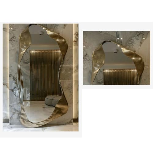 Full Length Mirror Irregular Wavy Mirror, Wave Arched Floor Mirror, Wall Mirror Standing Hanging or Leaning Against Wall black-80 * 180CM