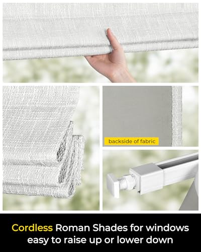 UNISHADES No Tools No Drill Cordless Roman Shades for Indoor Windows 100% Blackout, for Window Size 23" W × 64" H White