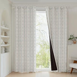 100% Boho Blackout Curtains 84 Inches Long for Bedroom, Blue on Beige Patterned Bohemian Curtains for Living Room, Geometric Striped Thermal Insulated Window Drapes Grommet Top 2 Panels