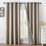 100% Blackout Curtains 2 Panels Set, Beige Curtains for Living Room, Black Out Thermal Insulated Grommet Drapes Bedroom Luxury Decor Privacy(52W × 84L inch, Beige)