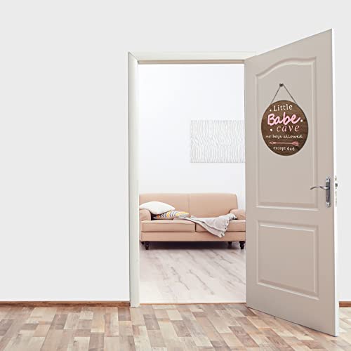 Little Babe Cave Door Sign Wood Baby Girl Nursery Decor Little Girl Nursery Room Wall Art for Bedroom Living Room Hanging Rustic Woodland Decor