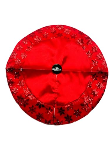 Kurt Adler Tiny 20-inch Miniature Satin Tree Skirt with Sequined Snowflake Border for Table Top Trees (Red)