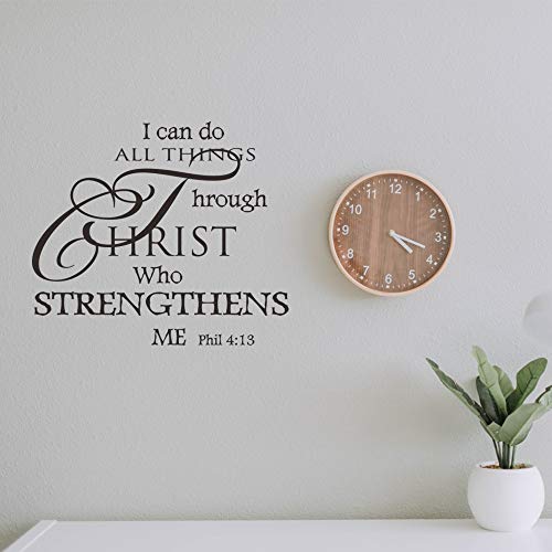 Bible Verses Wall Decor, Christian Wall Quotes – I Can Do All Things Through Christ– Religious Sticker Pastor Gift for Bedroom Prayer Room Church Sanctuary Office Nursery