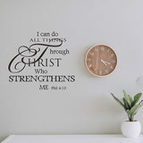 Bible Verses Wall Decor, Christian Wall Quotes – I Can Do All Things Through Christ– Religious Sticker Pastor Gift for Bedroom Prayer Room Church Sanctuary Office Nursery