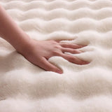 Creamy White Rabbit Plush Rug 8'x10', Fluffy Faux Fur Shaggy Area Rug for Nursery, Kids Room Decor, Soft Fuzzy Carpet for Living Room, Bedroom, Teen Girls Room