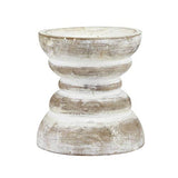 Stonebriar Antique White Wooden Pillar Candle Holder, Vintage Seaside Pillar Stand for Dining Table Centerpiece, Coffee Table, Mantel, Or Any Table Top, Small