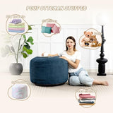 Round Stuffed Pouf Ottoman (Blue, 26" D x 26" W x 18" H)