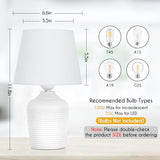 Small 11.8" Table Lamps Set of 2, Bedside Nightstand Lamps for Bedroom Kid’s Room, Cute Desk Lamps with Studded Texture Base for Reading Nursery Living Room Office, White