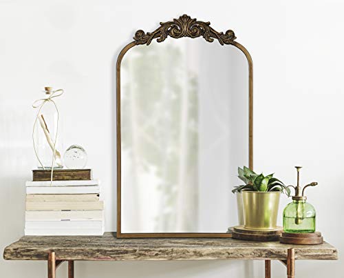 Kate and Laurel Arendahl Traditional Arch Mirror, 19 x 31 , Gold, Baroque Inspired Wall Decor