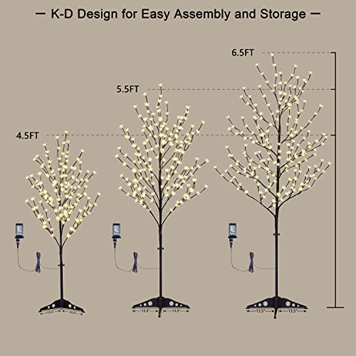Lightshare Set of 3 LED Cherry Blossom Trees, 4FT 5FT and 6FT Lighted Artificial Trees for Decoration Inside and Outside, Home Patio Wedding Festival Christmas Decor
