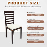 uxcell 2Pcs PU Leather Covers for Dining Room Chairs, Soft Waterproof Dining Seat Covers Removable Stretch Chair Cushion Slipcovers with Elastic Band for Home, Kitchen(45-56cm, L, White)