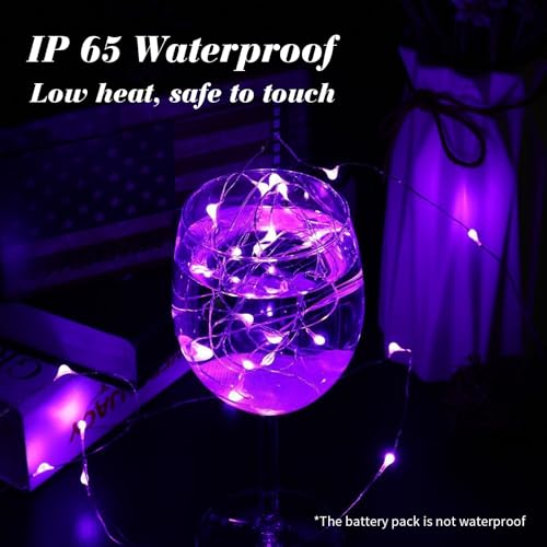 ZGWJ 12 Pack Fairy Lights Battery Operated, Purple Mini String Lights 7ft 20 LED Waterproof for DIY, Parties, Wedding, Bedroom, Christmas Decoration