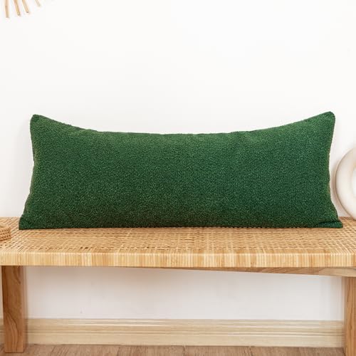 Boucle Lumbar Pillow Cover 14x36 inch Forest Elf