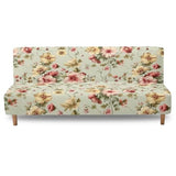 Retro Flower Armless Futon Cover Navajo Southwestern Ethnic Stretch Armless Sofa Slipcover with Elastic Bottom Washable Couch Covers for Sofa Decor