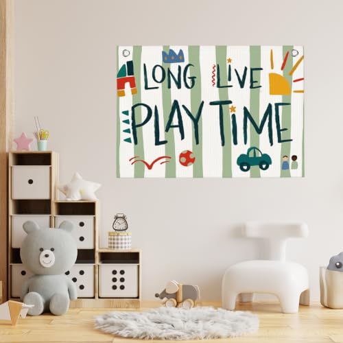 Long Live Playtime Banner Sage Green Playroom Wall Decor for Boys 30"x20" | Toddler Playroom Decor for Nursery Toddler Girls Boys Kids Toy Room Play Room Kidroom