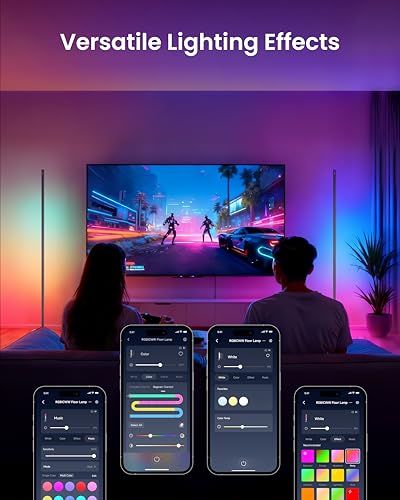 SwitchBot Smart Floor Lamp RGBICWW Voice/App Controlled Works with Alexa, Apple Home & Google, Matter, Warm & Cool White, 1200lm Music Sync, Lamp for Living Room for Bedroom — Christmas/Holiday décor
