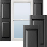 Ekena Millwork Lifetime Vinyl LP2S12X04300BL Standard Two Equal Panel Vinyls, Raised Panel Vinyl Shutters, w/Installation Shutter-Lok's & Matching Screws (Per Pair), 12"W x 43"H, Black