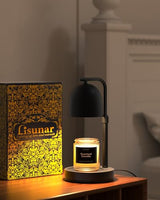 LISUNAR Candle Warmer Lamp with Timer Dimmable, Adjustable Height Black Candle Warmer for Jar Candles, Birthday Gifts for Women & Men, Office Decor, House Warming Gift, Wax Melt Warmer with 2 Bulbs